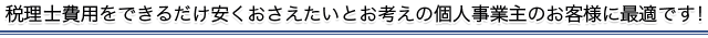 税理士費用をできるだけ安くおさえたいとお考えの個人事業主のお客様に最適です！ 個人事業主のお客様	