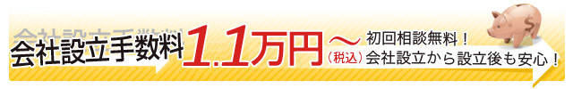 会社設立金1.1万円（税込）～